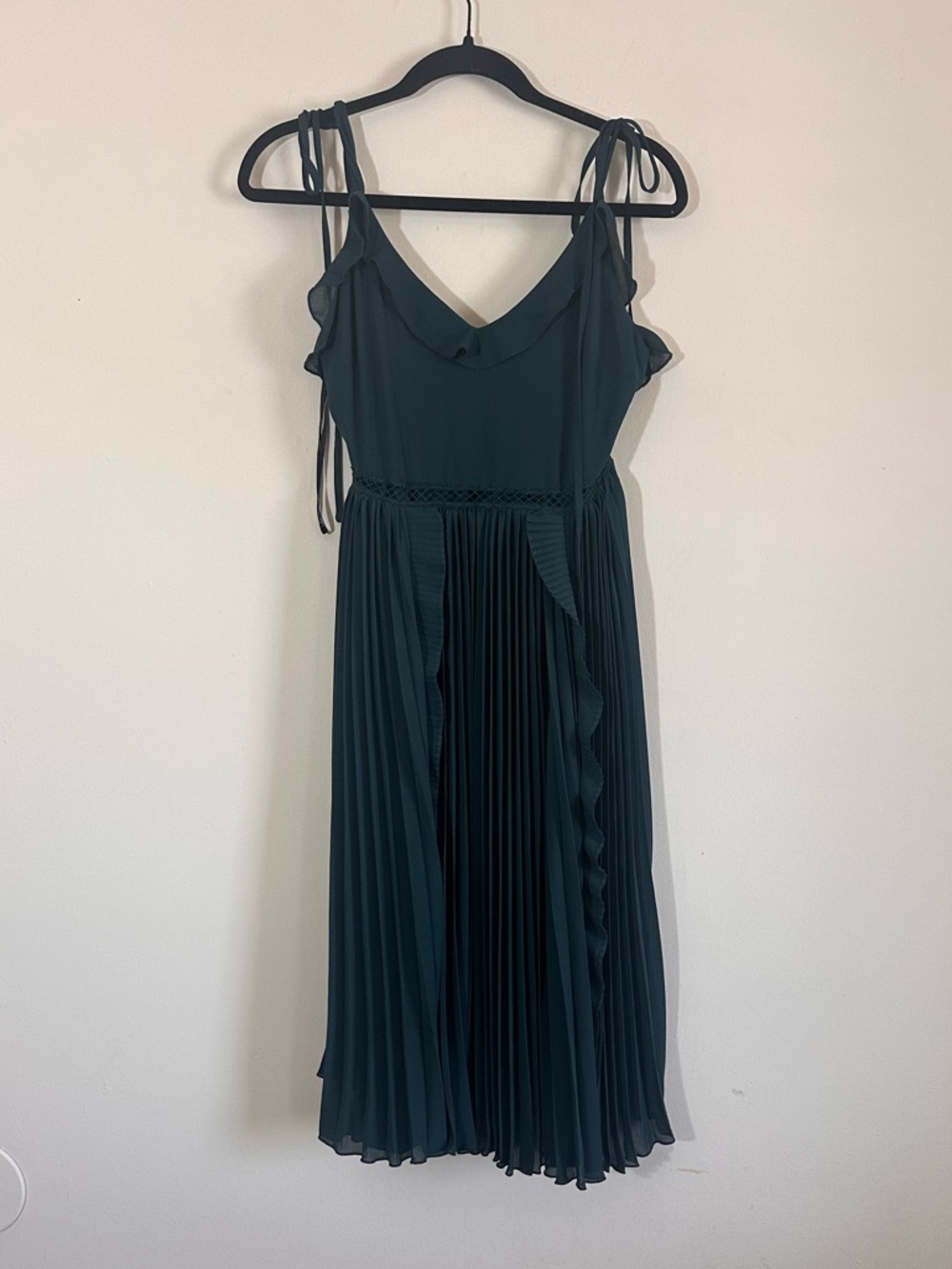 Lulus Never A Dull Moment Tie Strap Emerald Green Midi Dress Size small - Picture 3 of 16